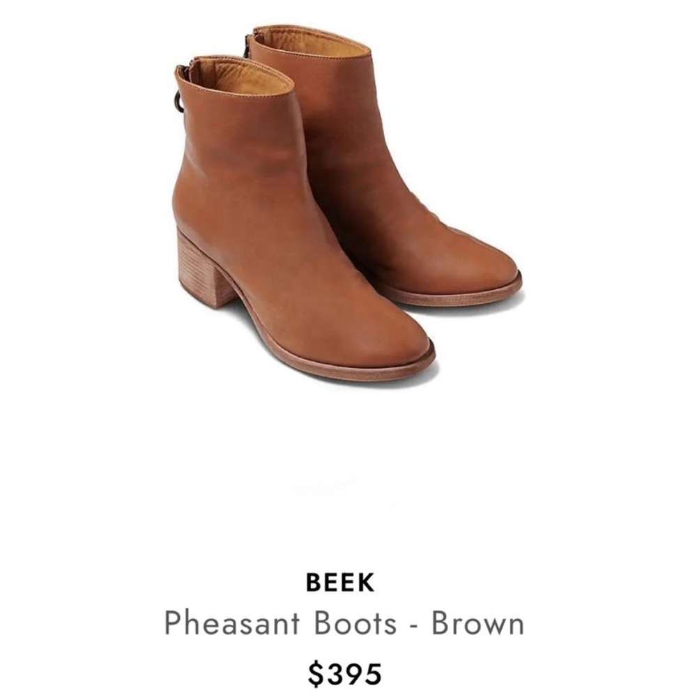 Beek Leather Pheasant Booties in Cognac
Women Ankle Booties size 10 NEW